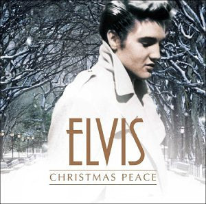 Elvis Presley album cover, "Christmas Peace," with winter background.