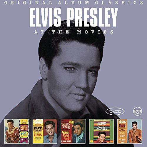 Elvis Presley "At The Movies" 5-CD set with album cover images.