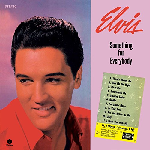 Elvis Presley's "Something For Everybody" vinyl record cover with tracklist.