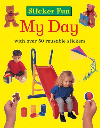 Children’s sticker book cover with illustrations of playtime activities.