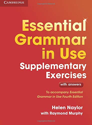 Essential Grammar in Use Supplementary Exercises textbook cover with red and orange gradient background.