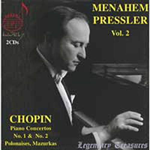 Menahim Pressler at a piano, album cover for Chopin concertos.