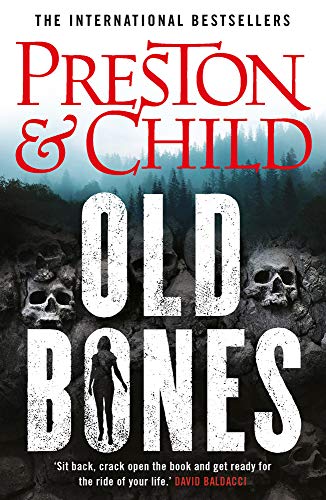 Book cover: "Old Bones" by Preston & Child, featuring skulls and a forest.