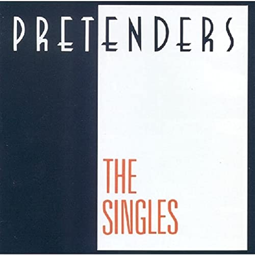 The Pretenders The Singles album cover with black and white split background and text.