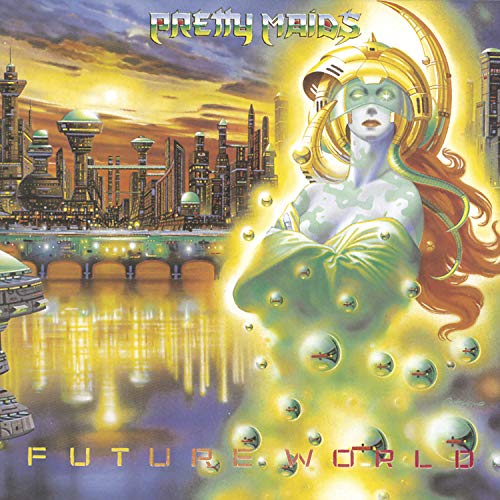 Pretty Maids - Future World" CD cover with futuristic city and woman.