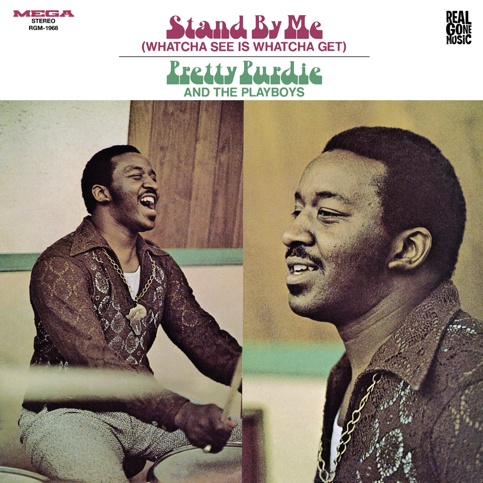 Vinyl record cover featuring two smiling Black men in patterned shirts.