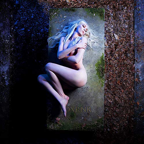 CD album cover: woman lying on a mossy, stone slab.