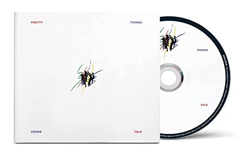 White CD case and disc for Pretty Things Cross Talk with colorful abstract line art.