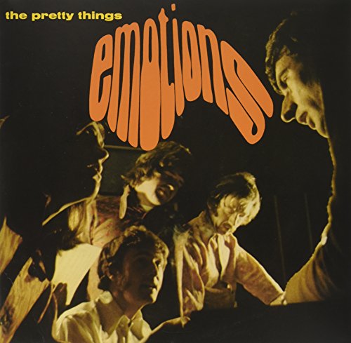 Vinyl album cover with a band's photo and stylized title "emotions" in orange.
