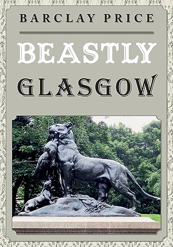 Book cover featuring a bronze lion and dog statue in Glasgow.