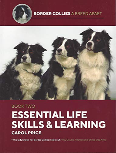 Book cover featuring three black and white Border Collies against a white background.