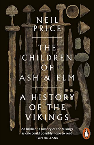 Book cover with Viking artifacts and title "The Children of Ash and Elm".