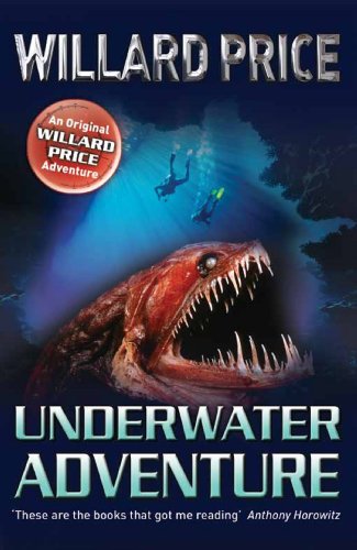 Book cover: large anglerfish, divers above, dark blue underwater scene.