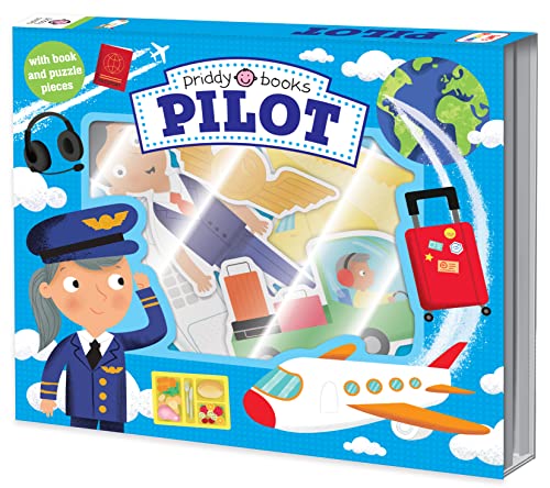 Pilot" book cover with illustrated pilot, airplane, and puzzle pieces.