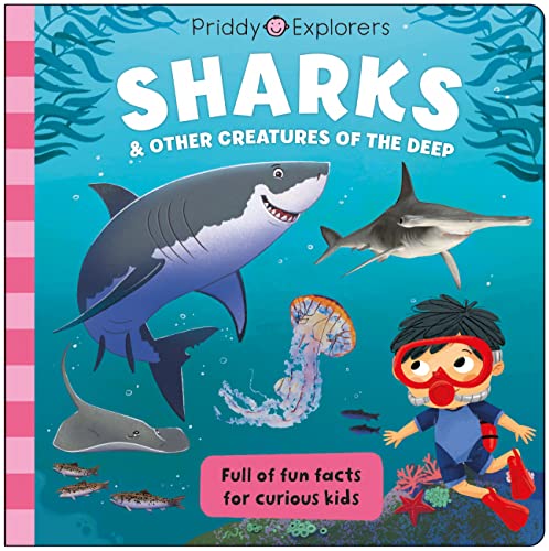 Book cover featuring sharks, a diver, and other marine life.