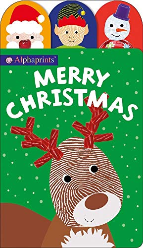 Children's book cover with "Merry Christmas" text and reindeer illustration.
