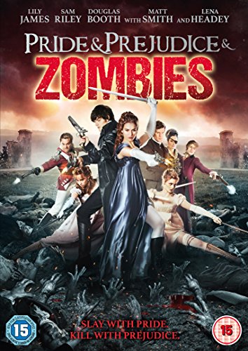 DVD cover for "Pride & Prejudice & Zombies" featuring characters fighting zombies.