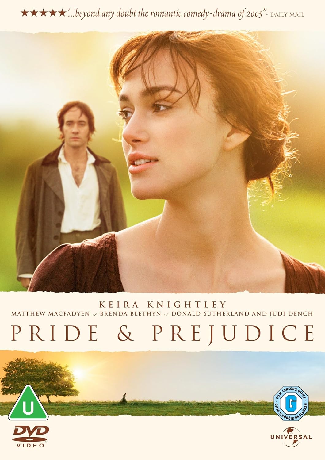 DVD cover for “Pride & Prejudice” featuring Keira Knightley and Matthew Macfadyen.