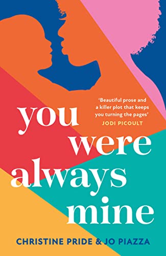 Book cover: silhouettes of two women, colorful geometric background, title text.
