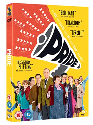 DVD cover for "Pride" featuring a group of people and bold typography.