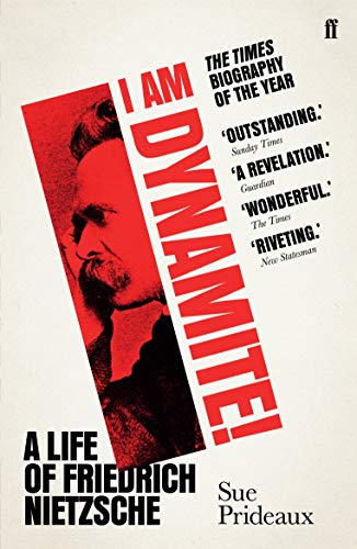 Book cover featuring a portrait of Friedrich Nietzsche against a bold, vertical red stripe.