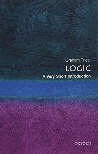 Book cover for Logic: A Very Short Introduction by Graham Priest with abstract background.