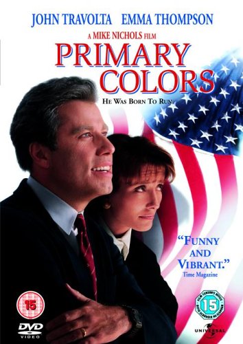 Primary Colors" DVD cover featuring John Travolta and Emma Thompson.