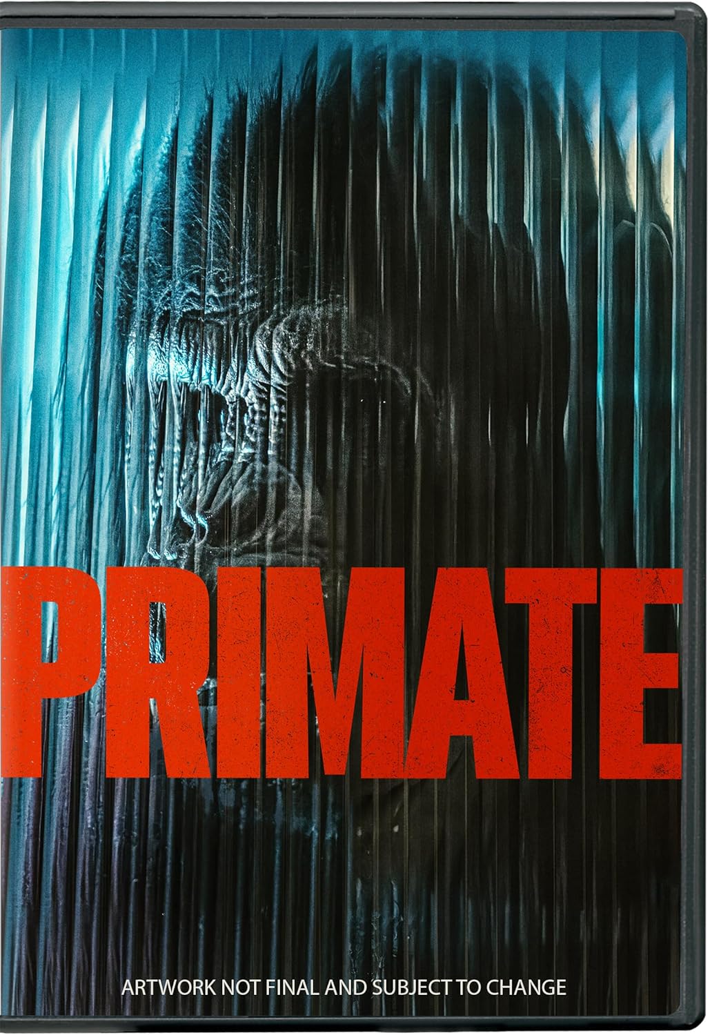 DVD cover for "Primate" featuring a gorilla’s face and red title text.