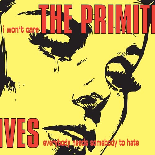 Yellow album cover with black and red graphic of a distressed face.