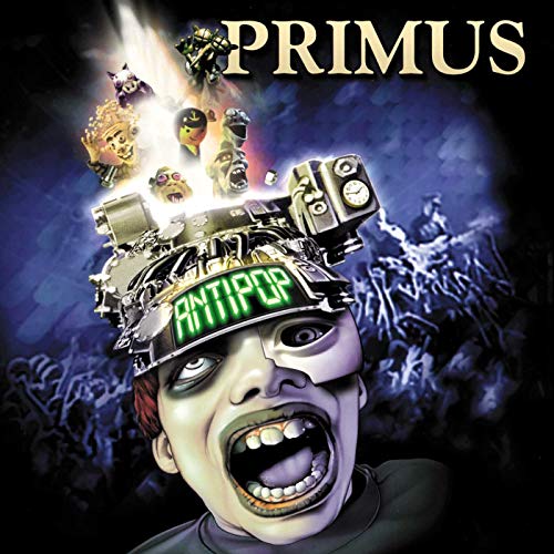 Album cover for Primus’s “Antipop” featuring surreal, colorful imagery.