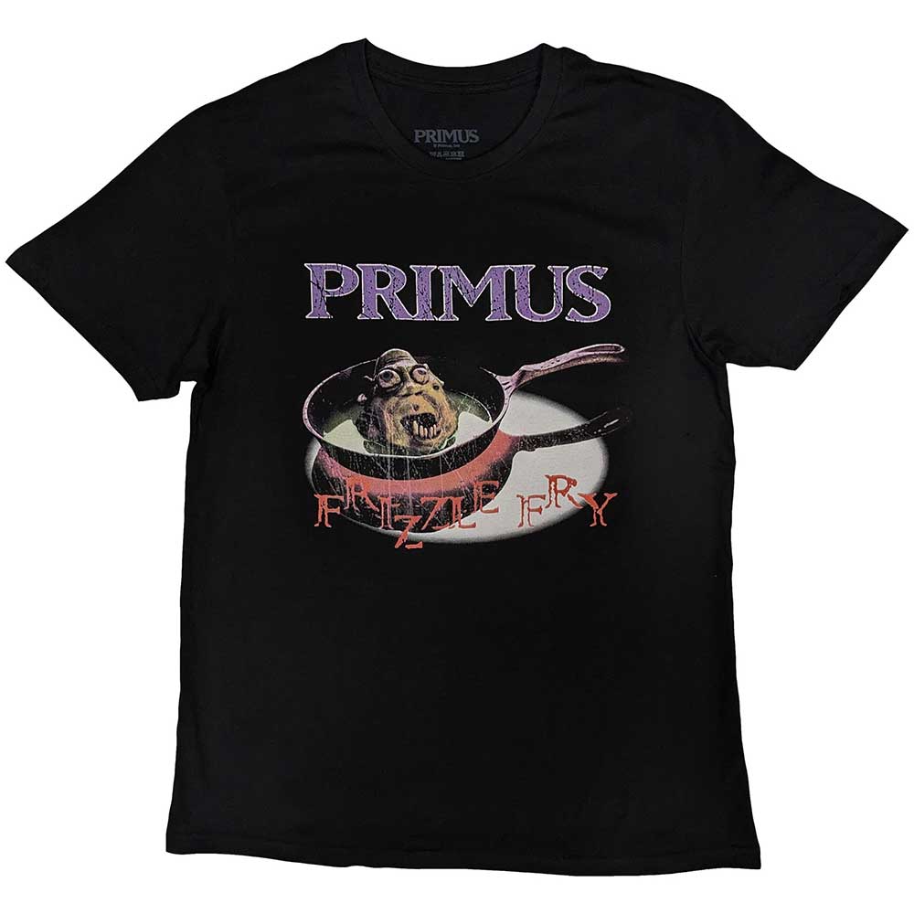 Black t-shirt with colorful, psychedelic "Frizzle Fry" artwork, size X-Large.