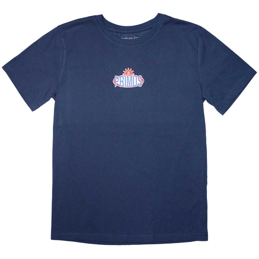 Black unisex t-shirt with small, colorful "Mini Zingers" Primus logo print.