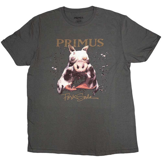 Black t-shirt featuring artwork from Primus’ “Pork Soda” album cover.