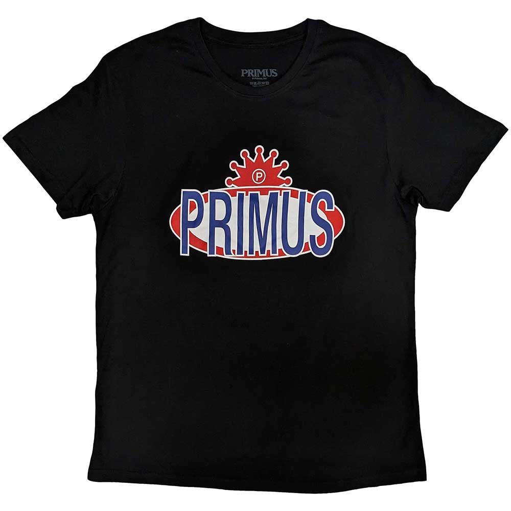 Medium, unisex t-shirt with Primus band’s Zingers logo graphic.