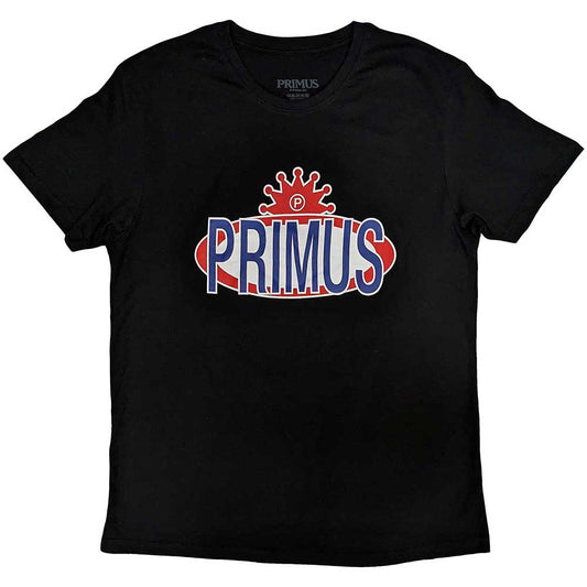 Medium, unisex t-shirt with Primus band’s Zingers logo graphic.
