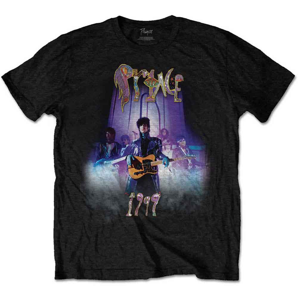 Black t-shirt with Prince’s 1999 album artwork and logo.