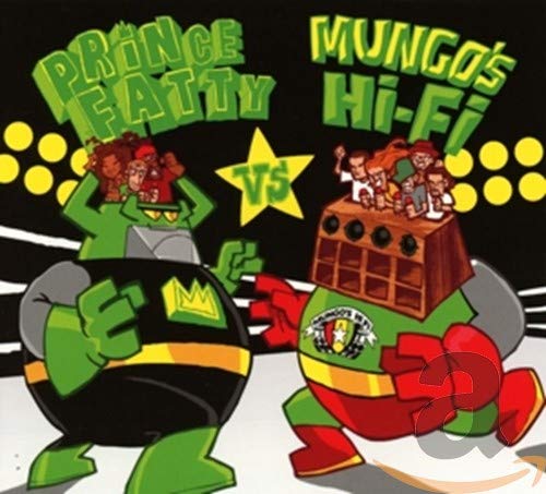 Cartoon boxing match between green characters representing Prince Fatty and Mungo's Hi-Fi.