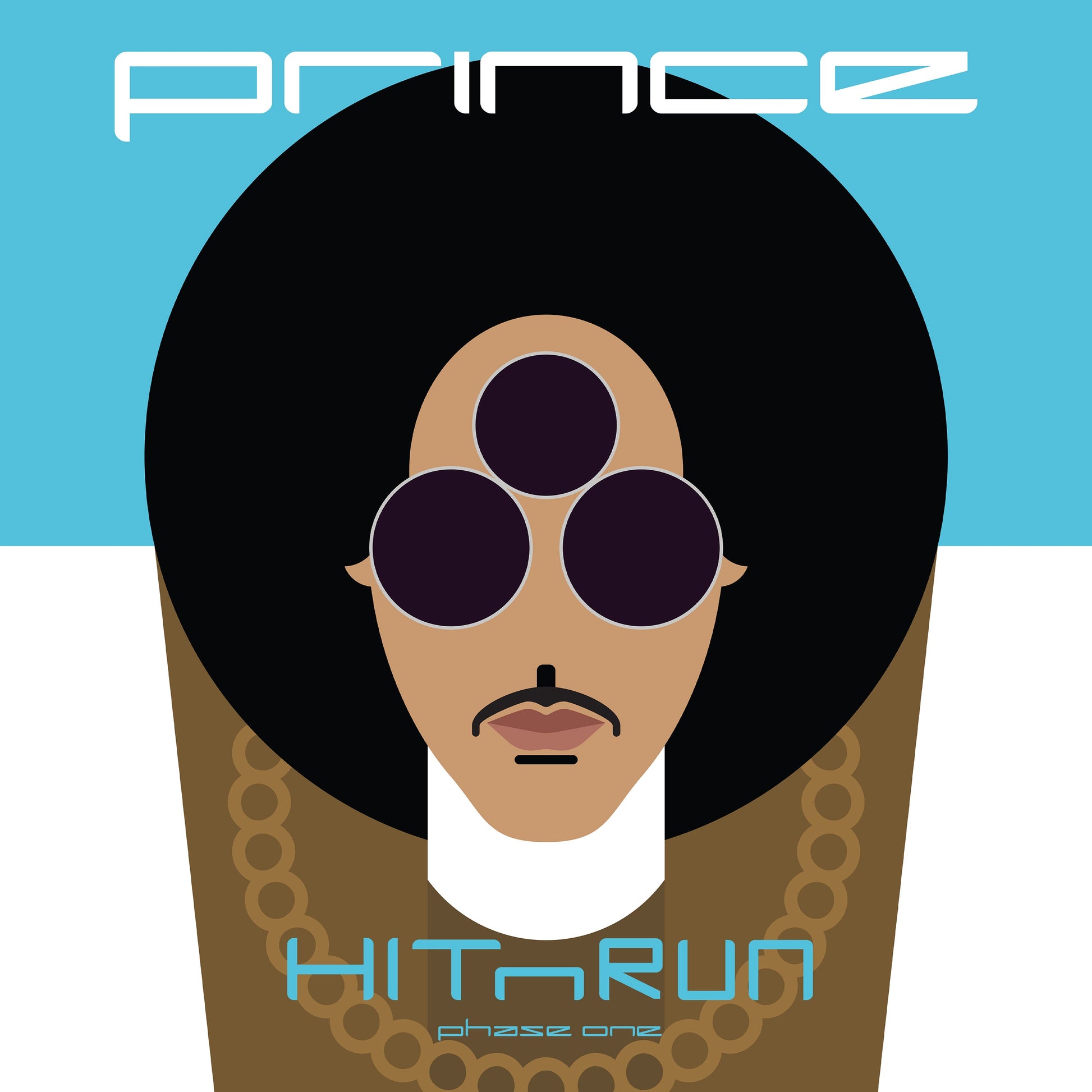 Prince album cover: stylized portrait with dark hair and sunglasses.