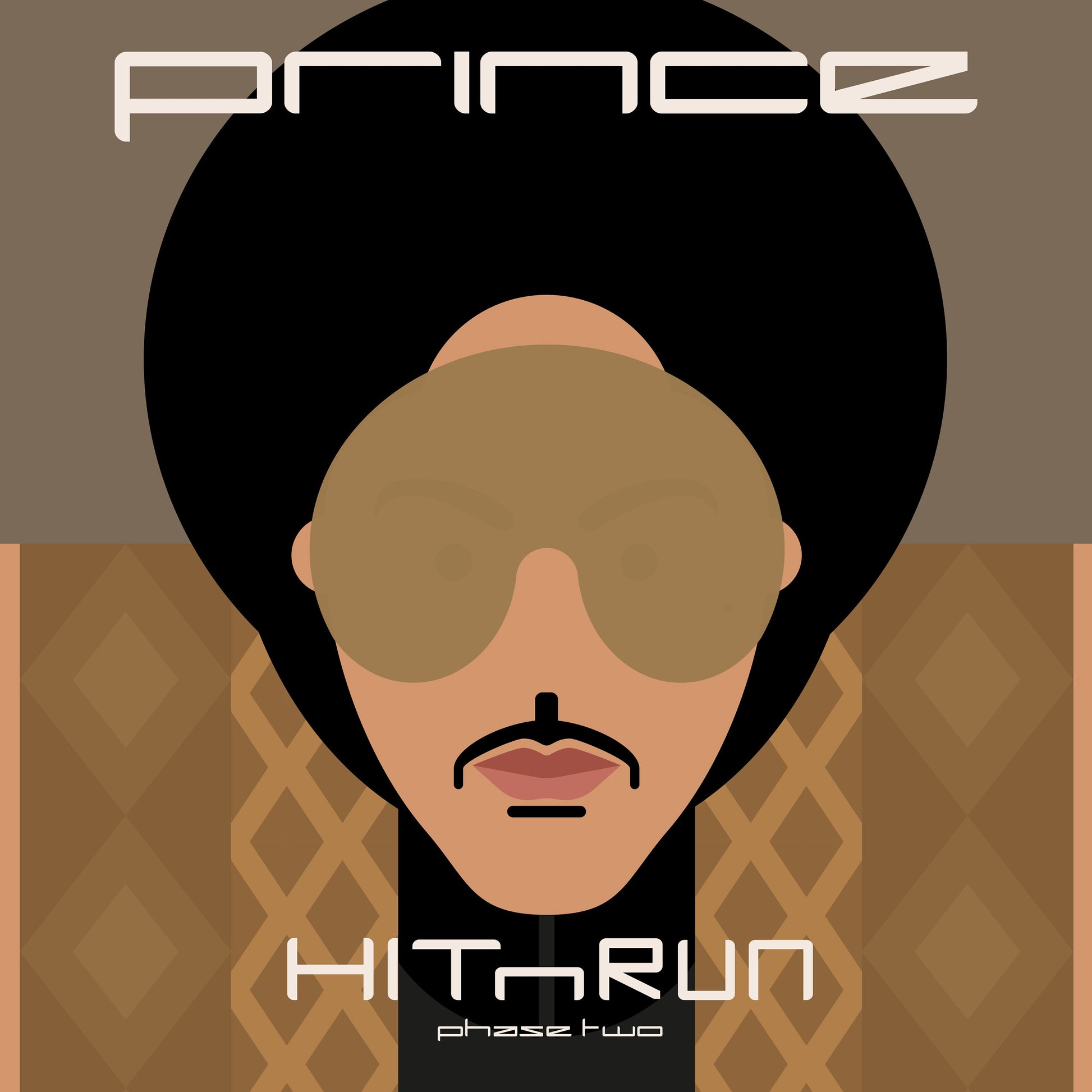 Prince portrait in stylized graphic design for "HitNRun Phase Two" vinyl.