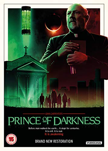 DVD cover for "Prince of Darkness" featuring a priest and eerie church scene.