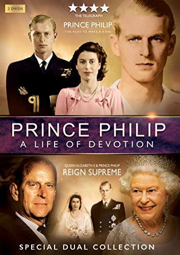 DVD cover featuring portraits of Prince Philip and Queen Elizabeth II throughout their lives.