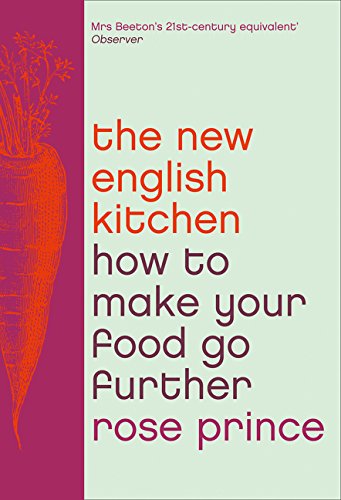Book cover: "The New English Kitchen" with a carrot illustration.