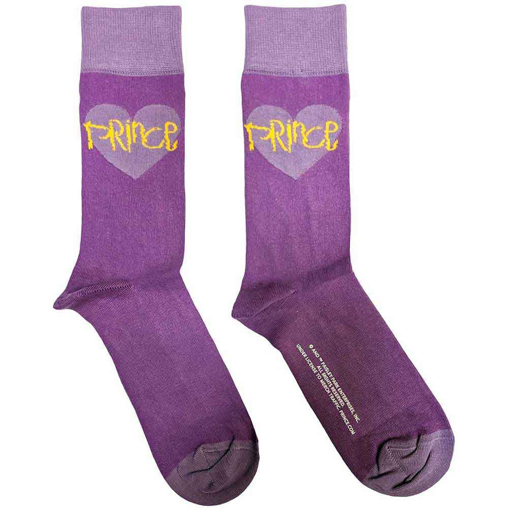 A pair of purple ankle socks featuring a repeating small heart pattern.
