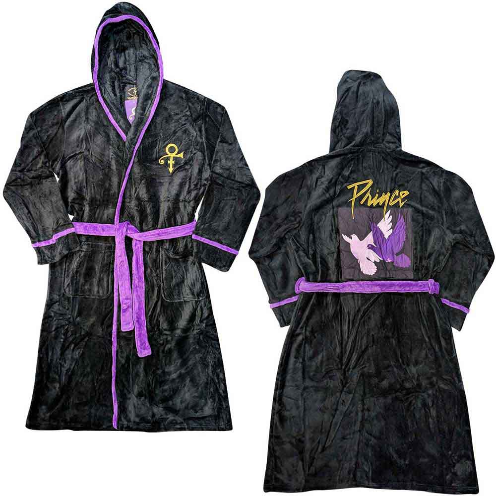 Unisex bathrobe featuring a dove pattern on a medium to large fit garment.