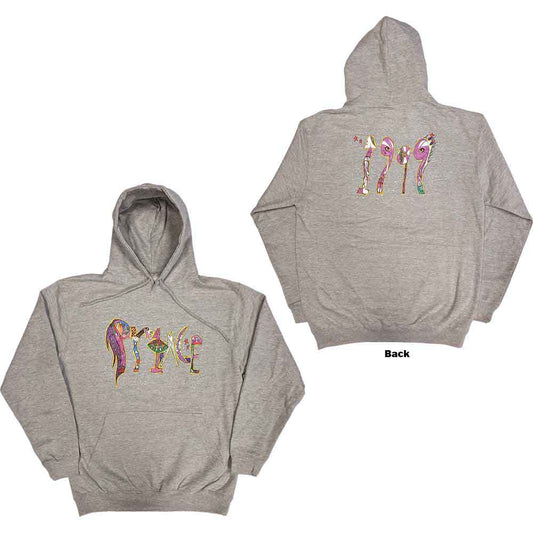 Black unisex pullover hoodie featuring the Prince 1999 album graphic printed on the back.