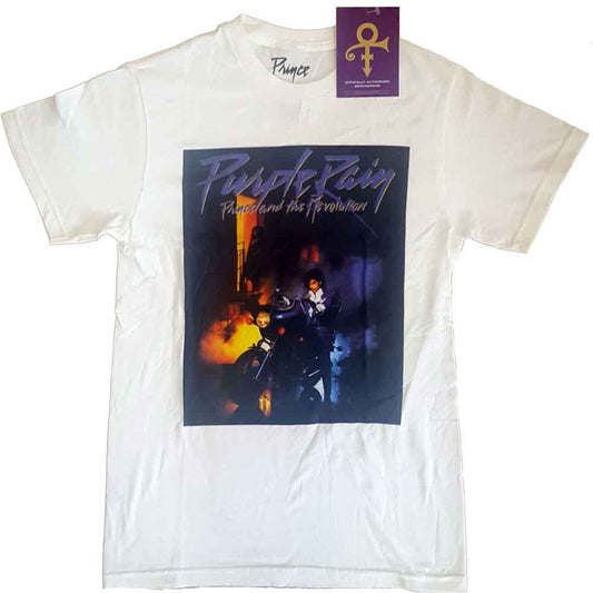 Purple Prince t-shirt with a square “Purple Rain” design, size X-Large.