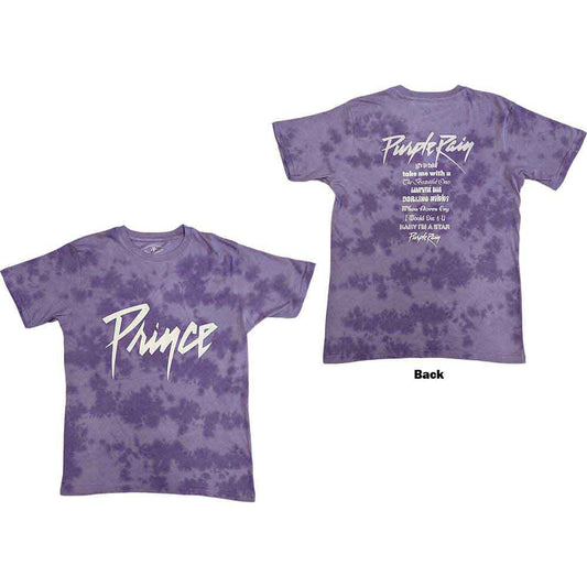 Purple Prince t-shirt with “Purple Rain” design, large size, front and back print.
