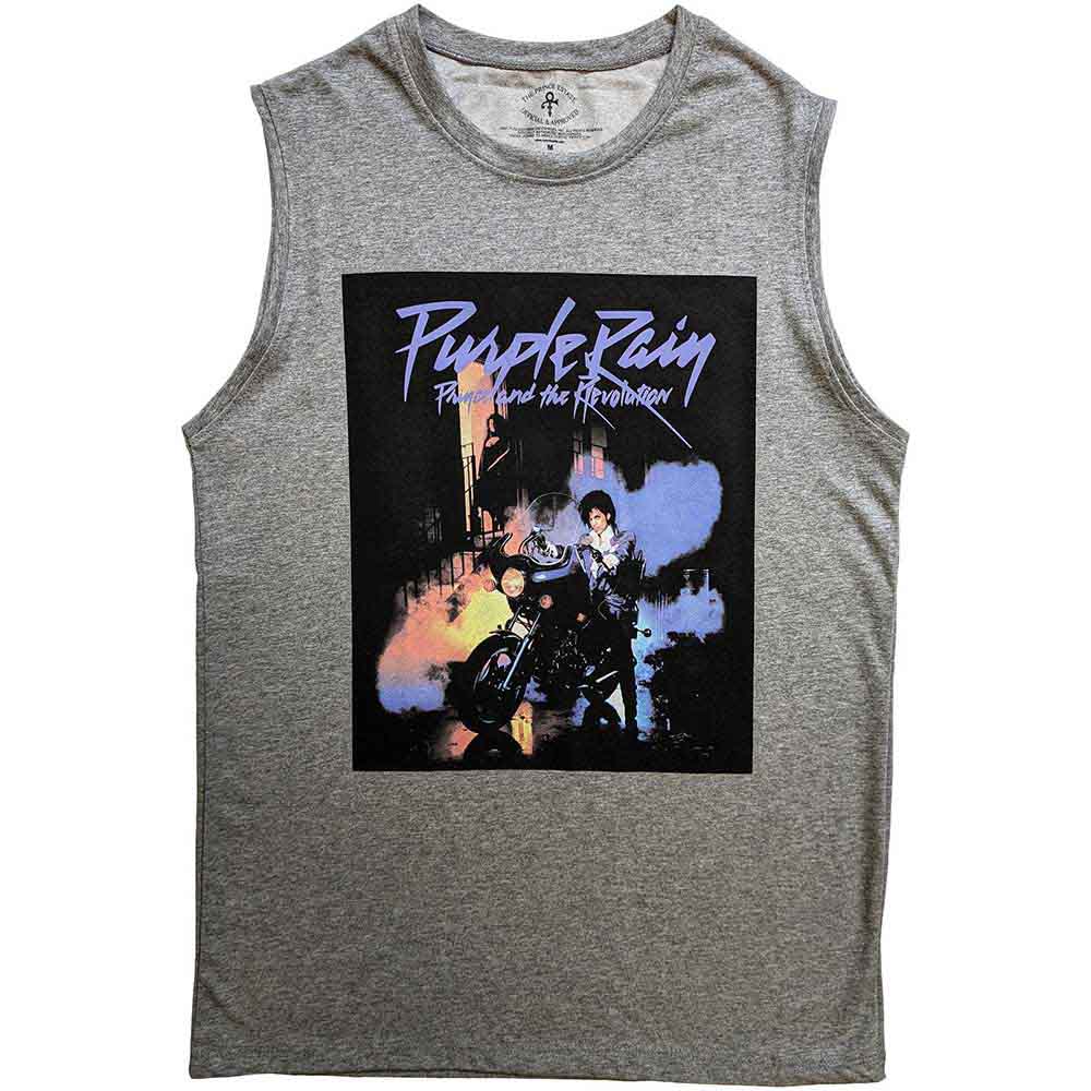 Purple tank top with Prince's "Purple Rain" album artwork, size XX-Large.