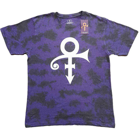 White unisex t-shirt featuring the Prince symbol in a dip-dye design.