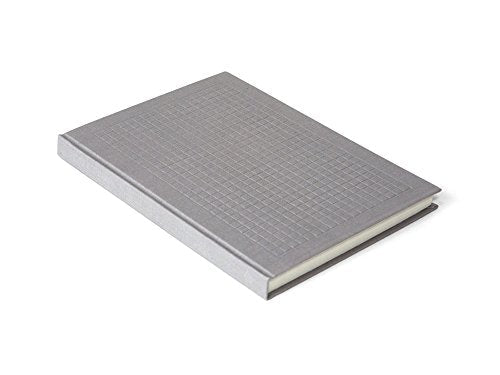 Gray notebook with a subtle grid pattern on the cover.